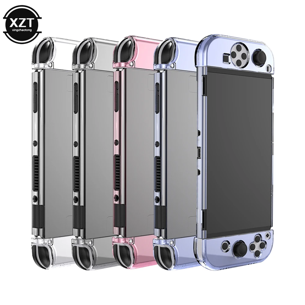 Carcasa protectora de cristal Compatible con Nintendo Switch, carcasa dura transparente OLED, accesorios para consola