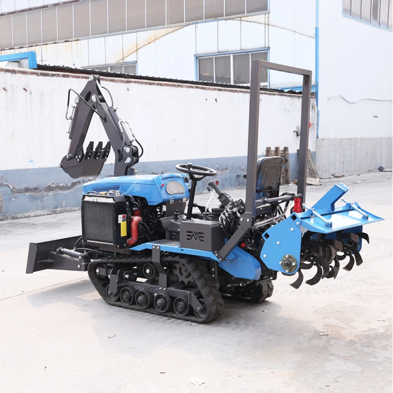 

Customized Tractor Plowing Machine with High Configuration, Three-Point Hitch and Excavator Bucket - Mini Crawler Rotary Tiller