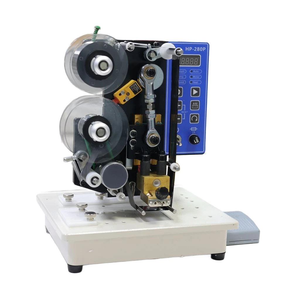 HP-280P Semi-Auto Heat Transfer Printer – Multi-Language Coding for Food, Medical & Cosmetic Packaging 15W Motor, 35mm Ribbon