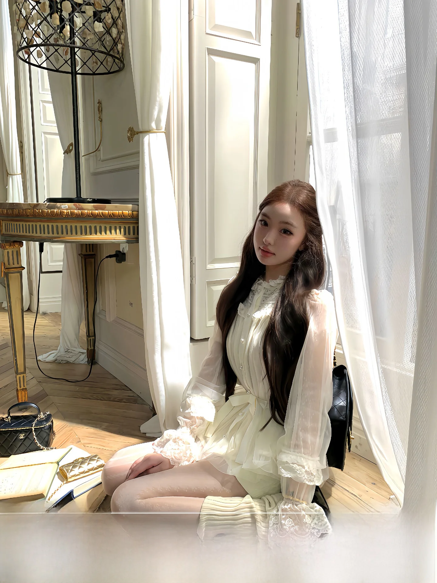 

Женский комплект OYFF Studio irt с кружевным воротником и регулируемым поясом из твидовой ткани с цветочным узором, приятный для кожи...