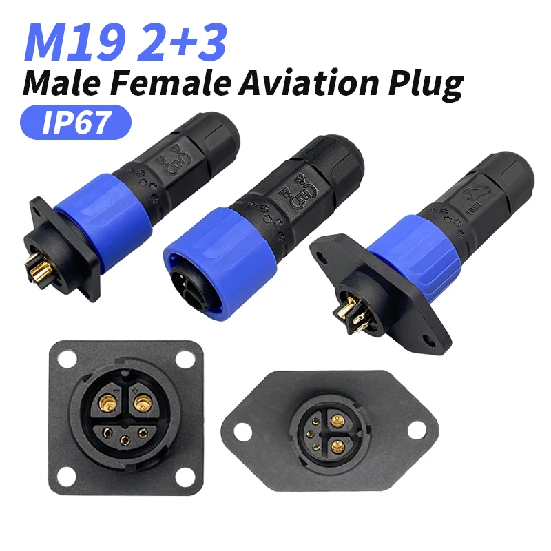 

M19 Connector 2+3 Male Female Aviation Plug Socket Electric Bike New Energy Charging Plugs Tower Lithium Battery Connectors