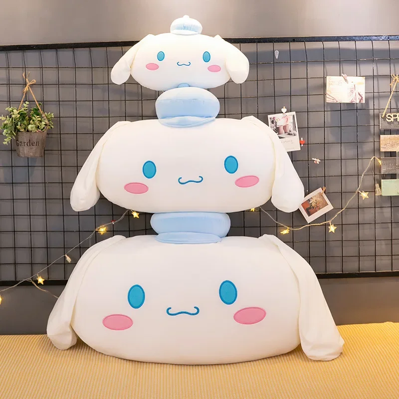 Muñeco de peluche Sanrio Cinnamoroll de gran tamaño, almohada de reposacabezas de coche de dibujos animados Kawaii, cojín trasero, regalos de cumpleaños, 40/70cm