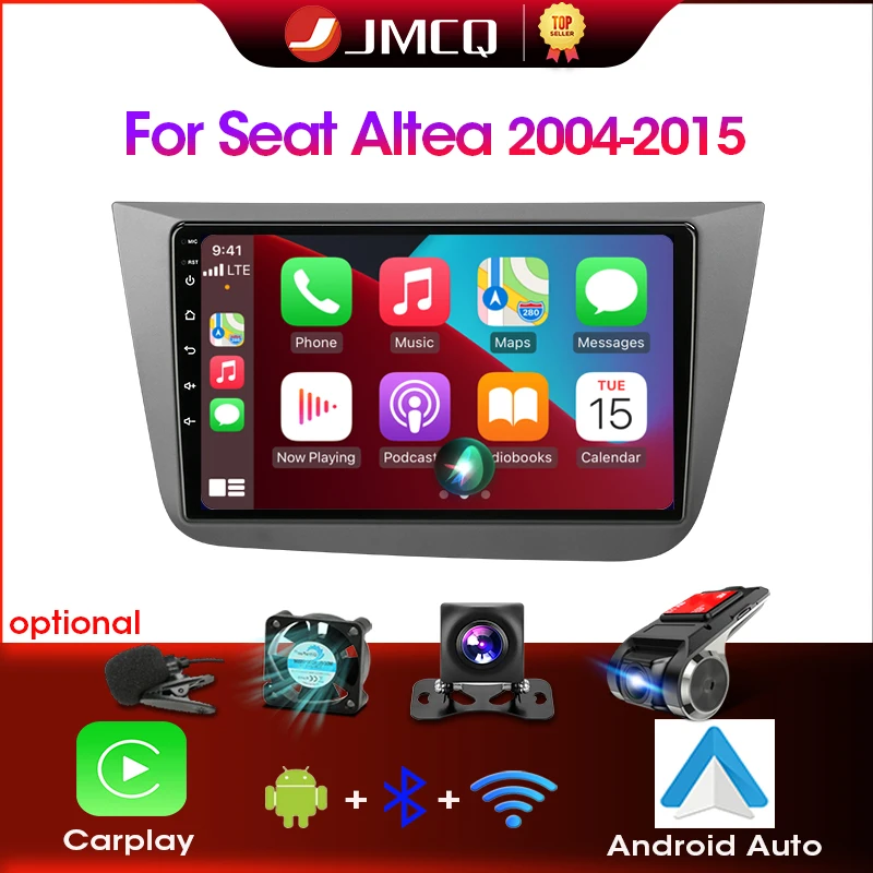 JMCQ 2Din Car Radio Multimedia Video Player For Seat Altea 2004-2015 Toledo 3 Android 12 GPS Navigation Stereo Head Unit Carplay