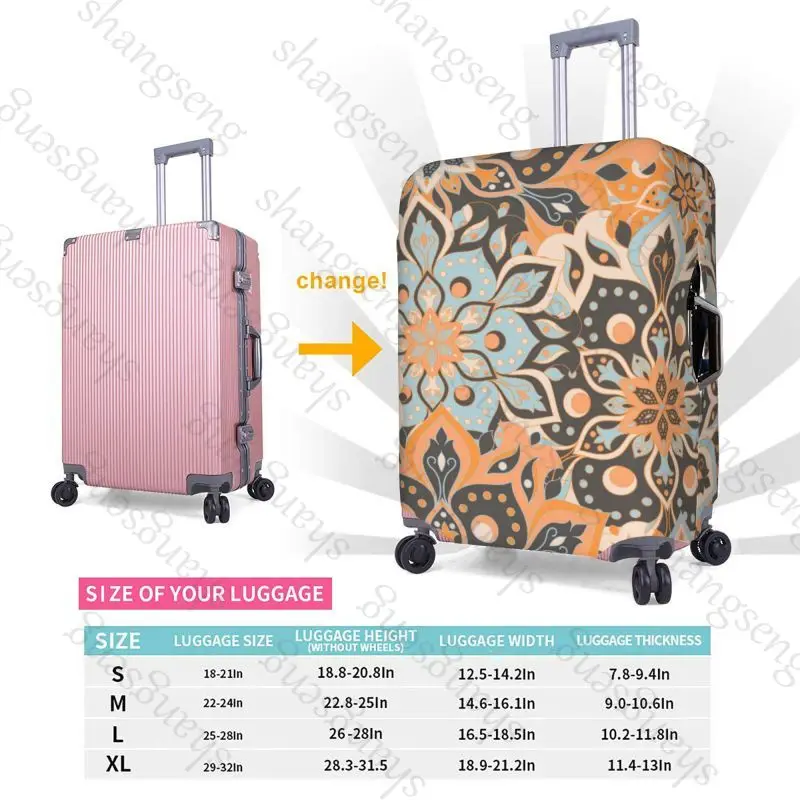 Pokrowiec ochronny na walizkę podróżną z motywem mandali, elastyczna ochrona, zmywalny pokrowiec na bagaż, rozmiar 18-32 cali