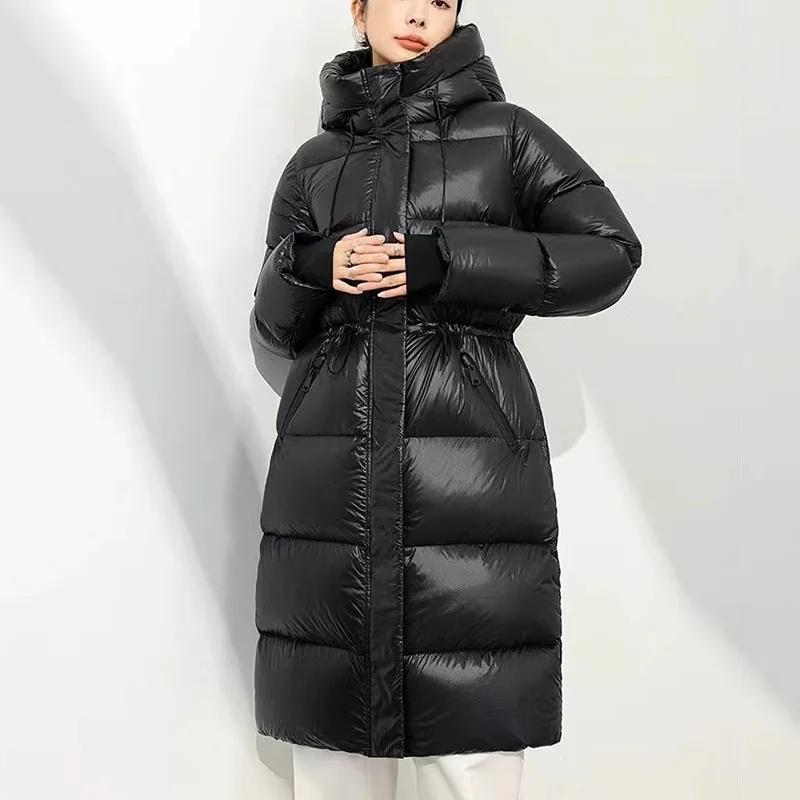 Ocio mujer Parker 2025 nuevo invierno de alta calidad cálido con capucha pato blanco abajo chaqueta de mujer moda abajo chaqueta H465