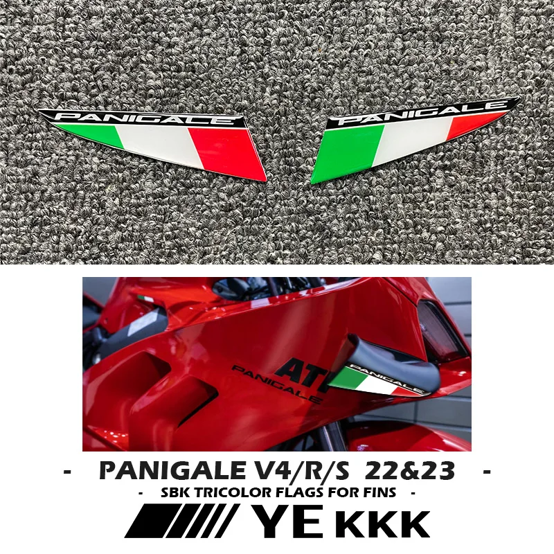 Panigale Tricolor For DUCATI PANIGALE V4 V4S V4R 2022 2023 New SBK Tricolor Flags for Fins Airplane 3D Sticker Decal