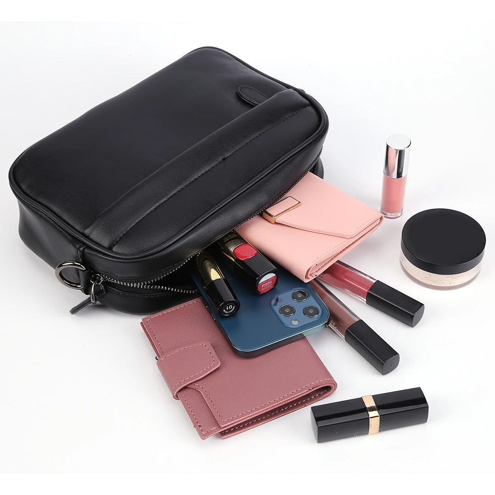 ธุรกิจหรูหรากระเป๋าสะพาย PU หนัง Messenger กระเป๋ากว้างสายคล้องกระเป๋า Crossbody Designer Square Travel ทํางานกระเป๋าสะพายชาย