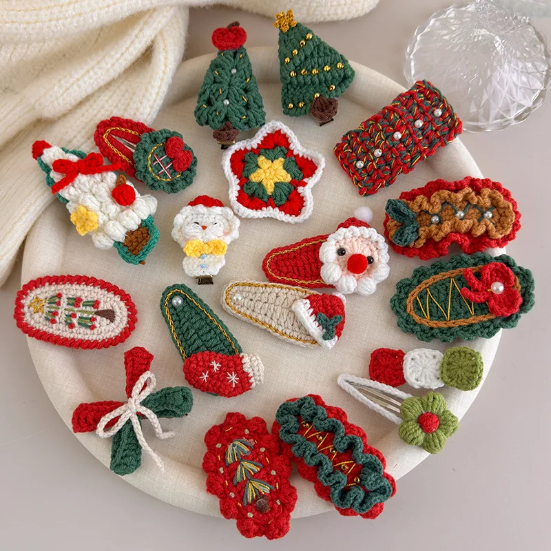 

Knitted Christmas Hair Clips Festive Atmosphere Cute Bangs Clips Hairpins Santa Tree Snowflake Hair Accessories for Women Girls