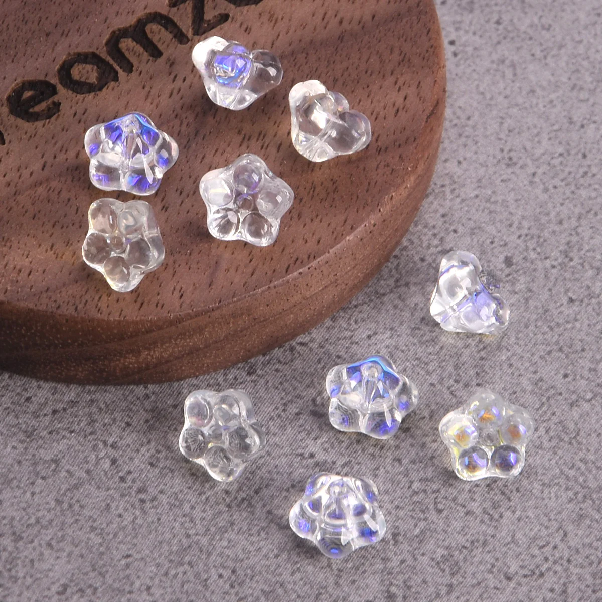 20pcs AB Clear 8x6mm Flower Bud Shape Crystal Glass Loose Spacer Beads For Jewelry Making DIY Earring Crafts Findings