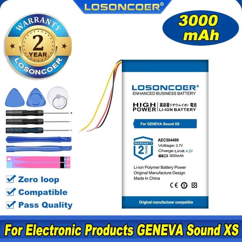 LOSONCOER NEW 3000mAh AEC504499 Battery For GENEVA Sound XS Electronic Products Speakers Moblie Phone