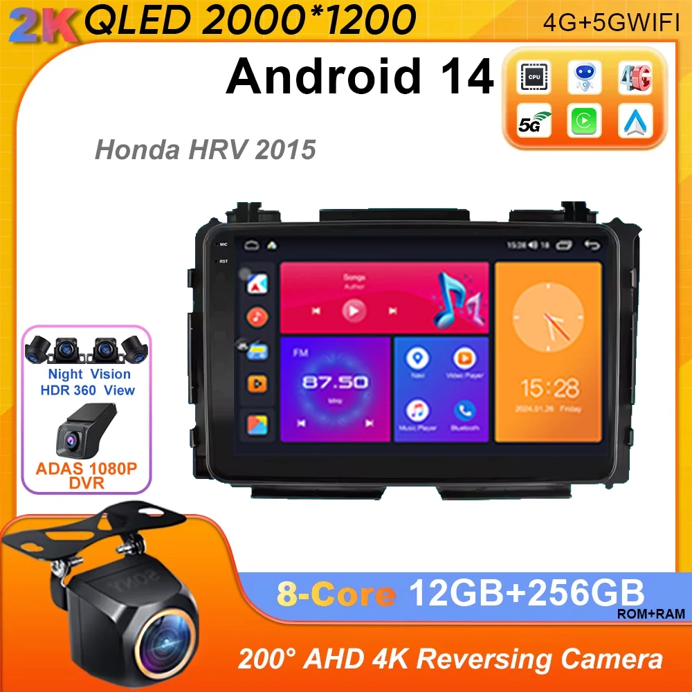 

Car Radio Android 14 For Honda HRV 2015 Wireless CarPlay Android Auto DSP Car Multimedia DVR