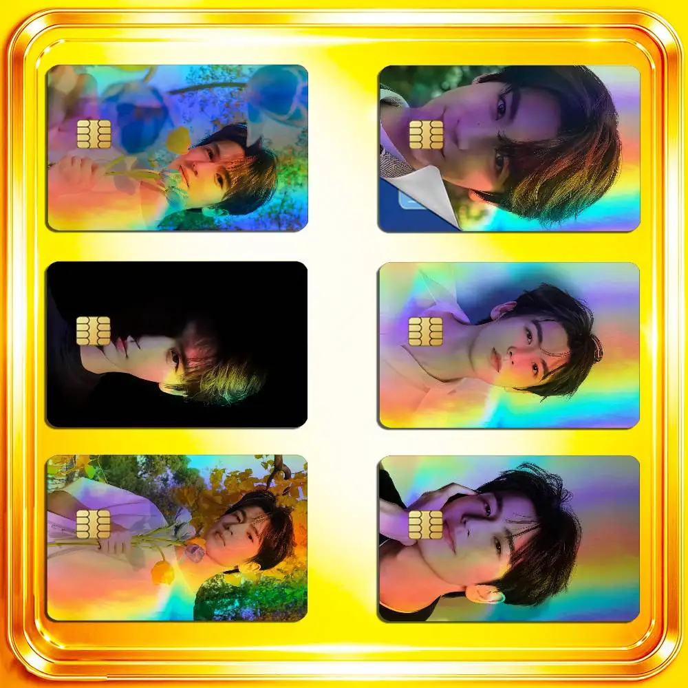 For Zhang Linghe Credit Bank Sticker ID Access Card Cover Skin Rainbow Color Laser Stickers Film