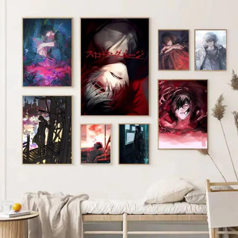 1PC Video Games Anime S-Slow Damage Manga Posters HD Print Vintage Wall Art Decor for Home Study Room