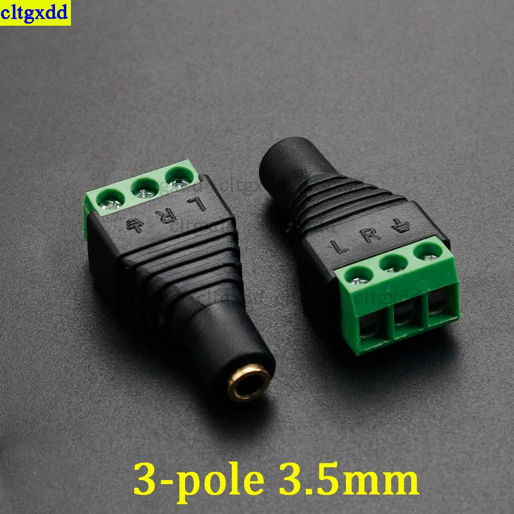 Cltgxdd 1piece 2.5/3.5mm/6.3mm RCA 3 4-pole stereo TRRS audio and video male plug to 3-pin 4-pin screw terminal connector adapte