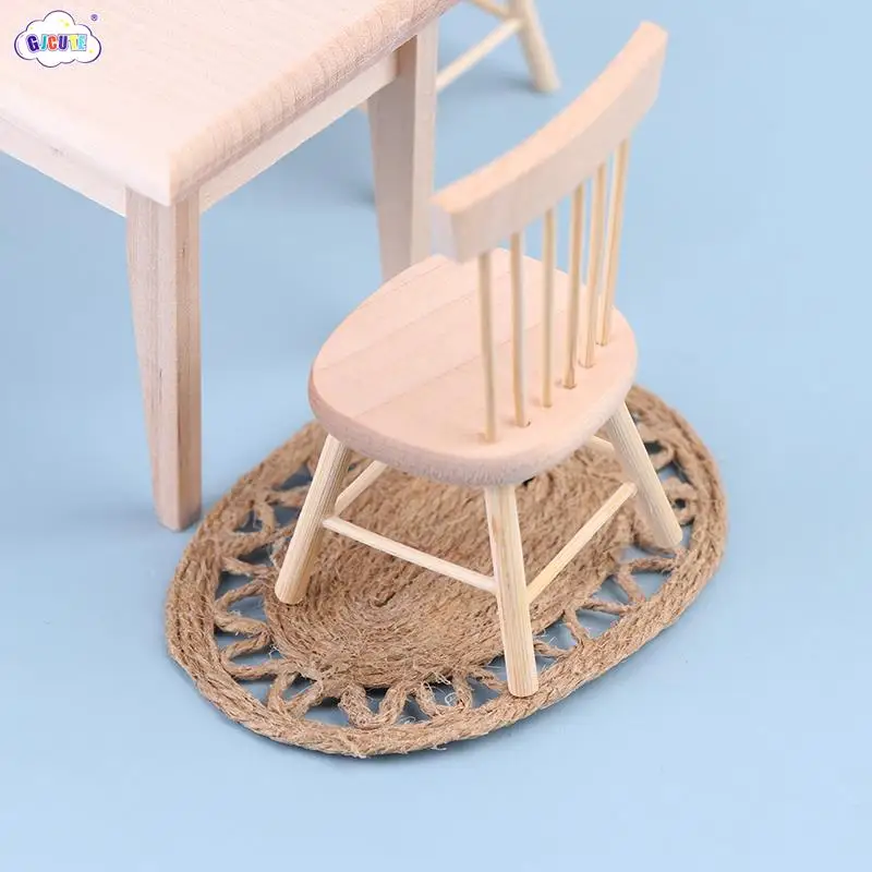 

1Pc 1:12 Scale Dollhouse Miniature Hemp Rope Woven Rug Floor Carpet Doll House Furniture Floor Decor Accessories