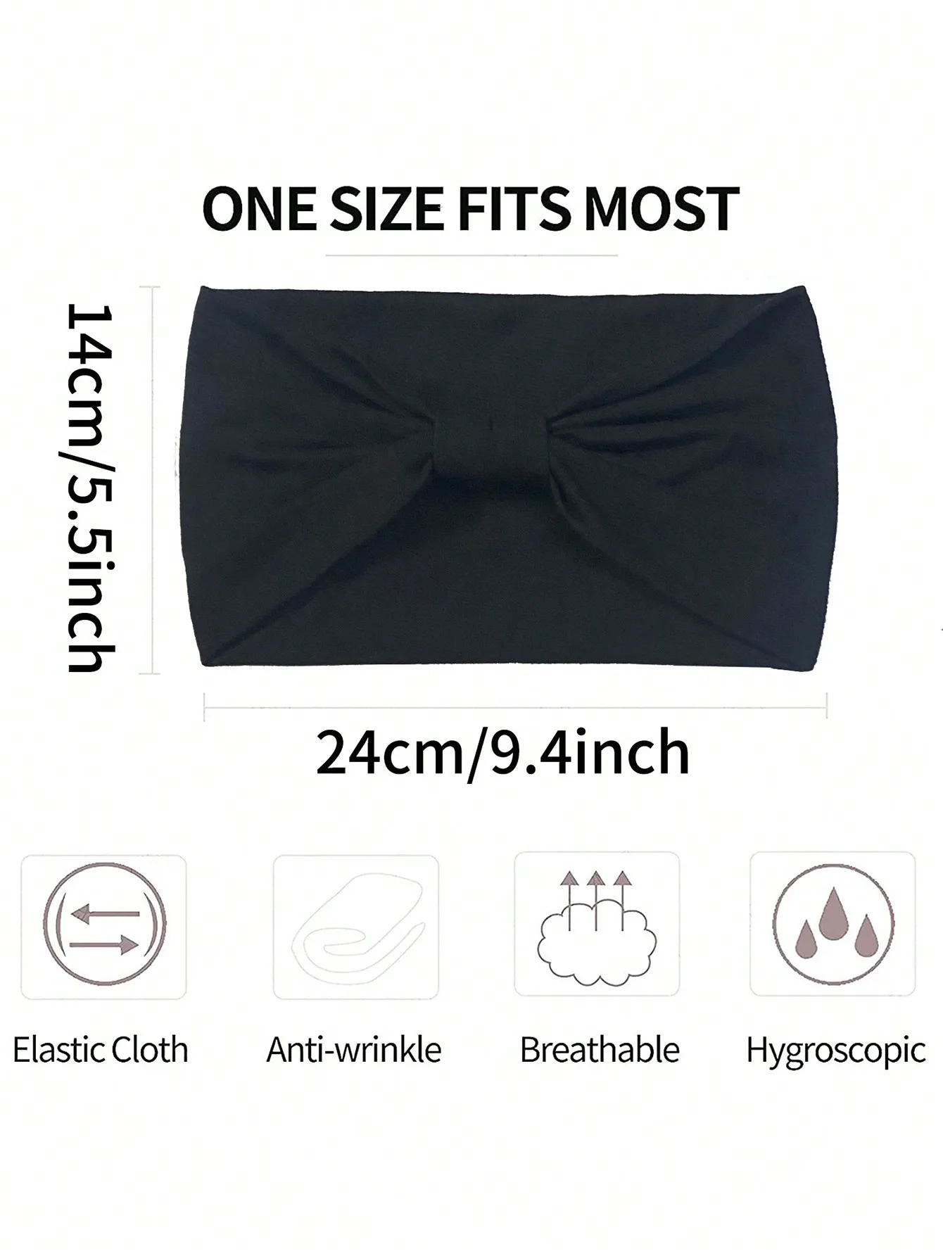 1pc Wide Elastic Headband, Solid Colors, Sports & Yoga Sweat-Absorbent Head Wrap Hair Sleep Cap Sleep Bonnet image 2