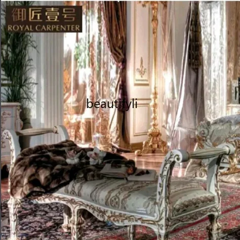 

YH03 French bedroom furniture, solid wood fabric, bedside chair, double stool, bedside stool