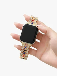 Women's Fancy Color Diamond Strap Stainless Steel Strap Apple Watch Band 40mm 41mm 44mm 45mm Band IWatch Series SE 9/8/7/6/5/4/3