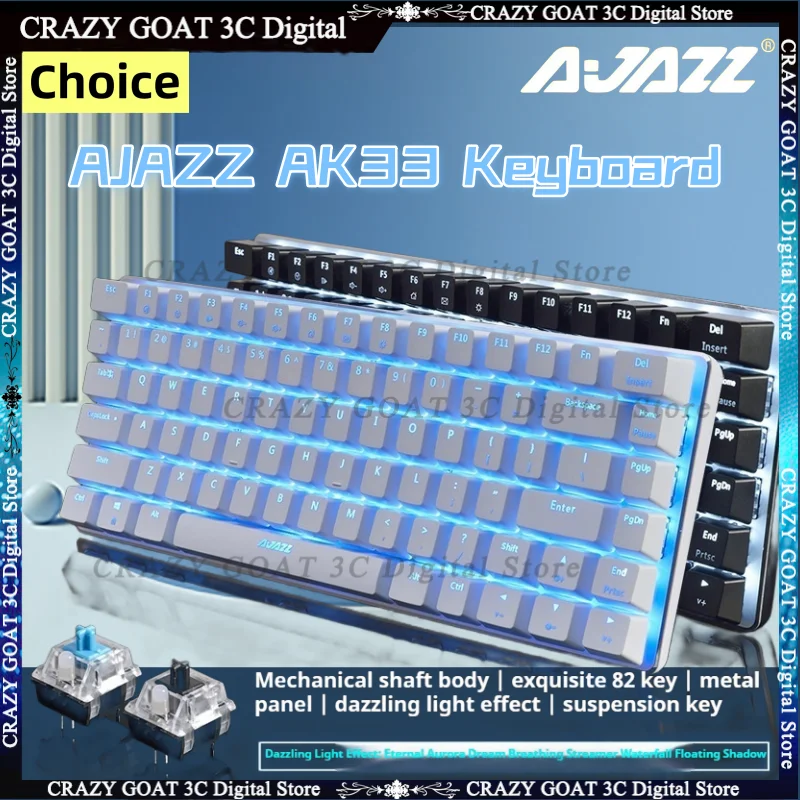 

AJAZZ AK33 Keyboards 82 Keys Gaming Mechanical Keyboard Wired Red/Blue/Black Switch Gamer PC Laptop Backlit Computer keyboards