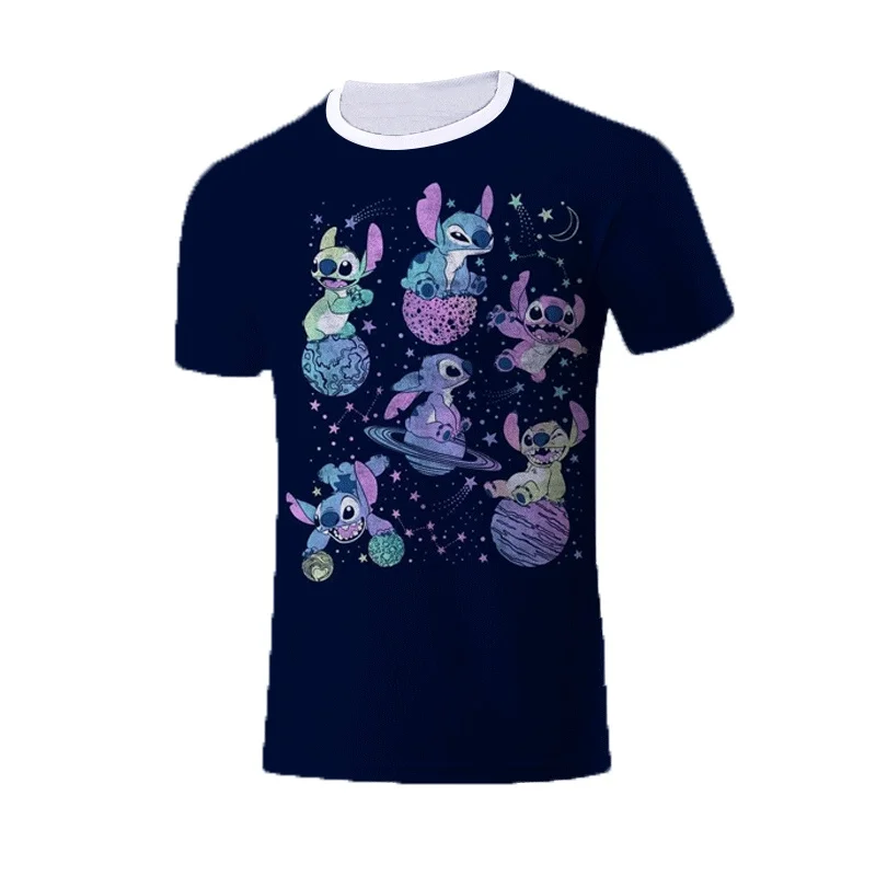 2025 Summer Disney Stitch Kids 3d Print Tees Years T-shirt Children Cartoon Style Tops Short Sleeves Tees Kids T Shirt