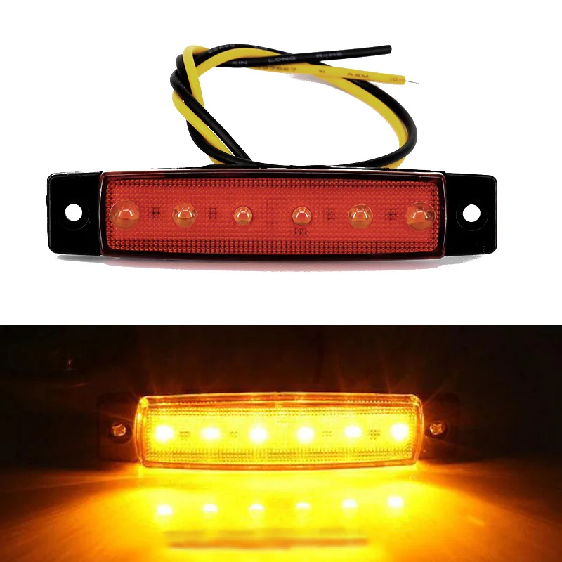 

6 LED Car Truck Trailer Side Marker Indicator Tail Lights Safety Lamp Amber 12V High Quality, Low Power Consumption