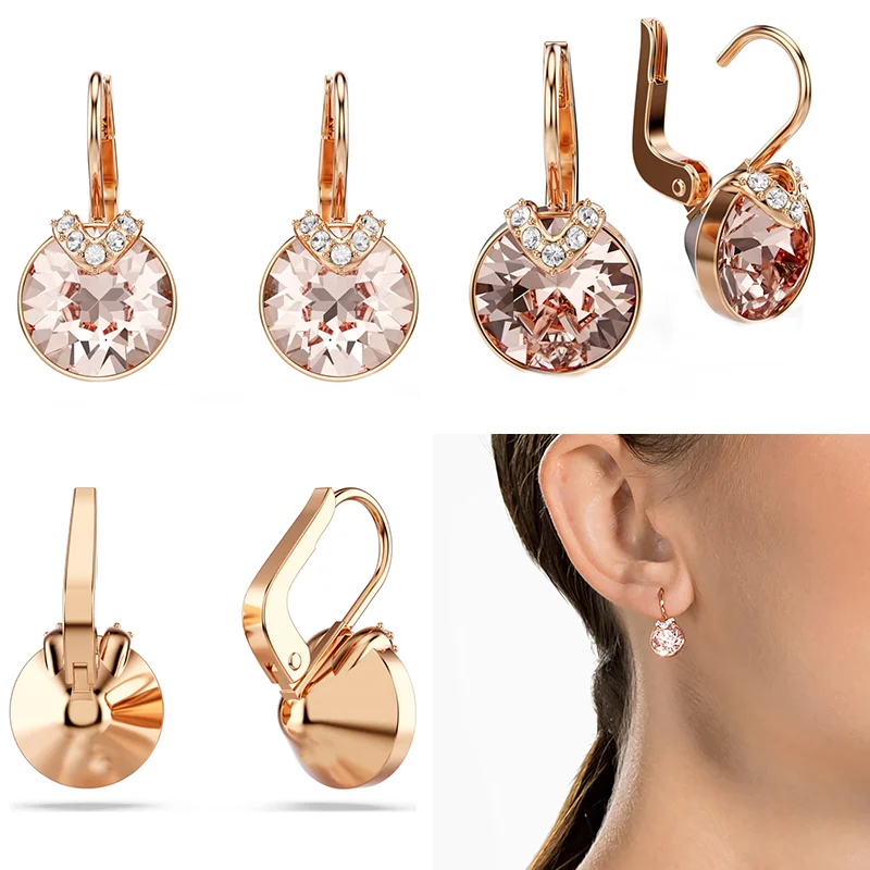 

Серьги-подвески Swa Bella Collection с розовыми кристаллами, элегантные украшения для ушей с покрытием из розового золота