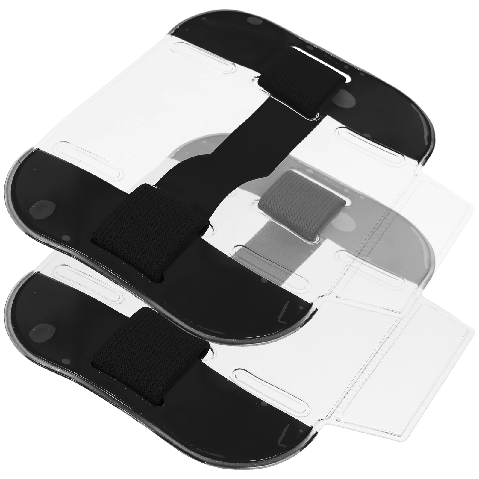 

2Pcs Colorful Badge Holder Armband Bright Id Card Sleeve Adjustable Arm Band Clear Protective Cover Security Badge Holder