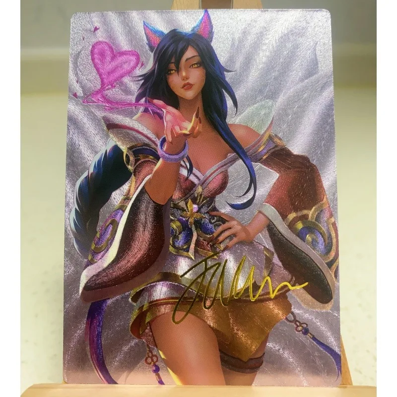 63x88mm FAI DA TE Singolo Riftbound Serie Ahri Rifrazione Bold Flash Segno D'oro Carta di Animazione Del Fumetto Gioco Collezione di Visualizzazione della Carta giocattolo