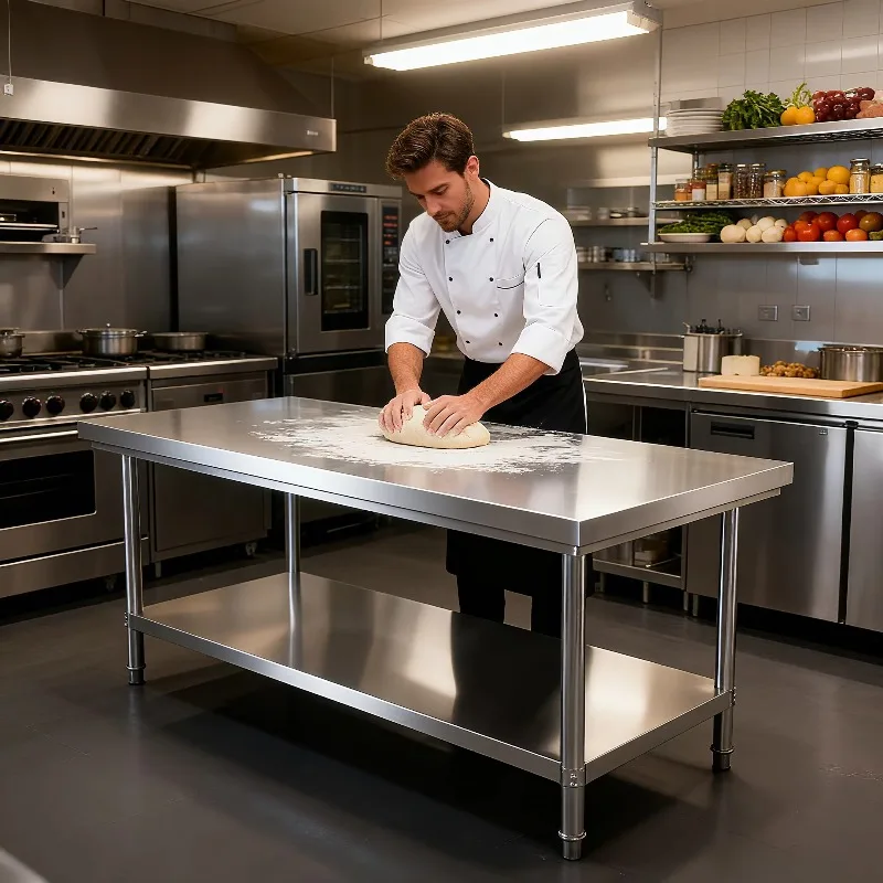 

Commercial kitchen equipment 201 304 stainless steel workbench Hotel restaurant workbench