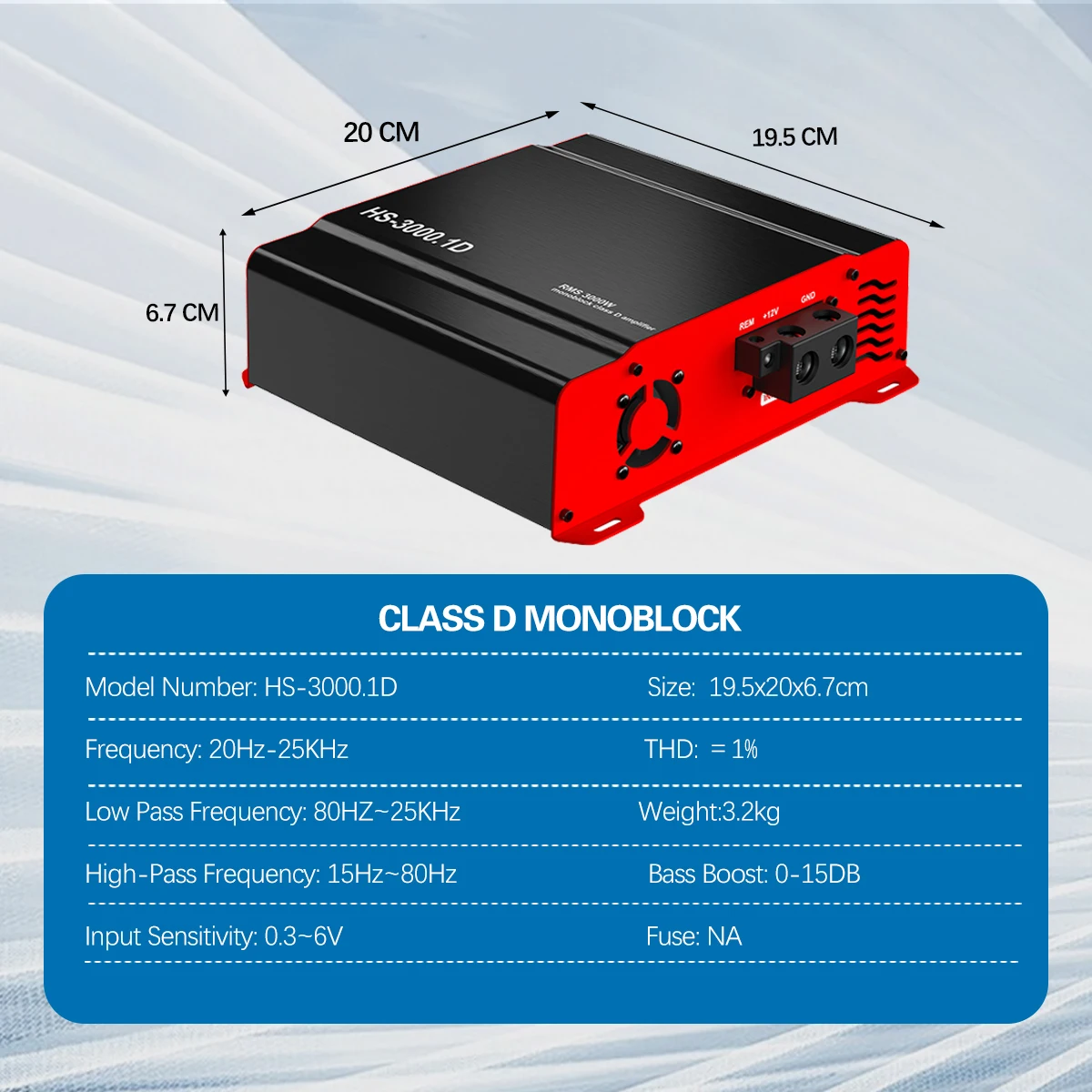 3015W 1CH Class D Monoblock Audio Module Crossovers for Car Mod DIY Enthusiast