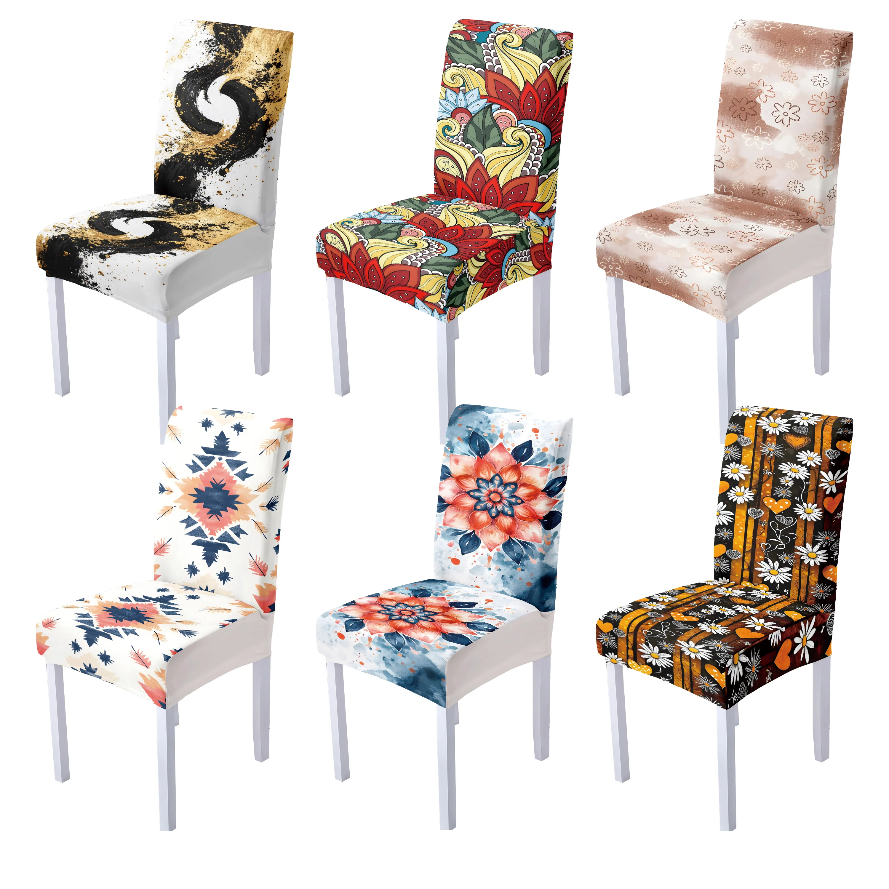 

Home printed chair covers, Bohemian style, elastic spandex Parsons dining chair covers, home decoration, washable and reusable
