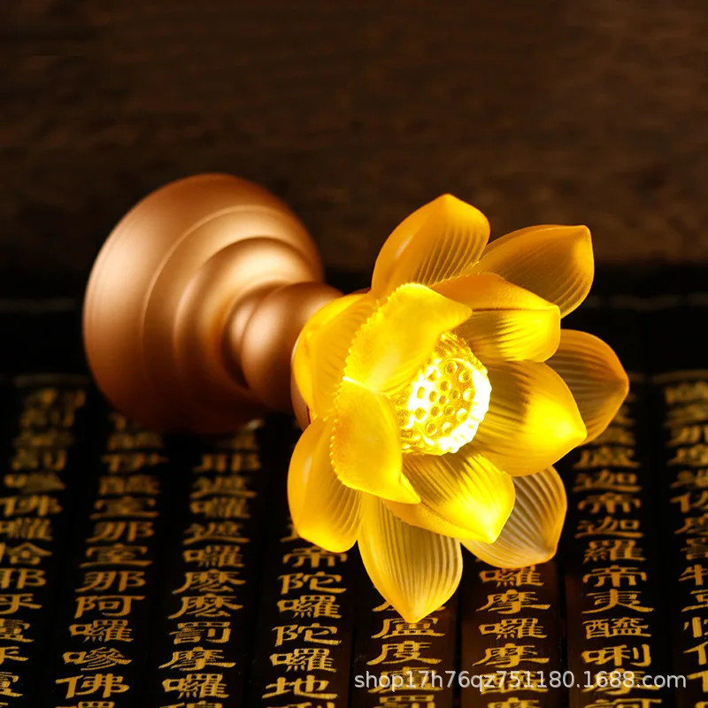 Traditional Glazed LED Light-Controlled Rechargeable Ten Colors Lotus Lamp - Wholesale and Customization Available