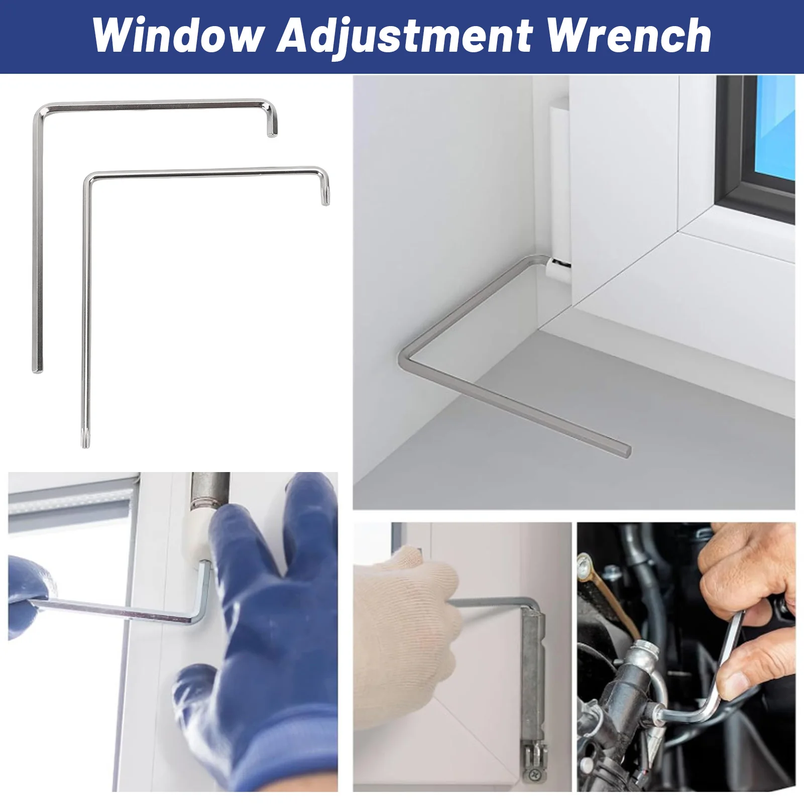 2PCS Window Adjustment Tool 4mm Hex & TX15 Torx Wrench 59CrV4 Steel Window Repair Installation for Home Renovation