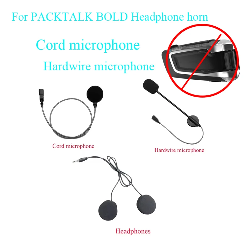 For Cardo PACKTALK BOLD 3.5MM headphone speaker and soft and hard wire microphone