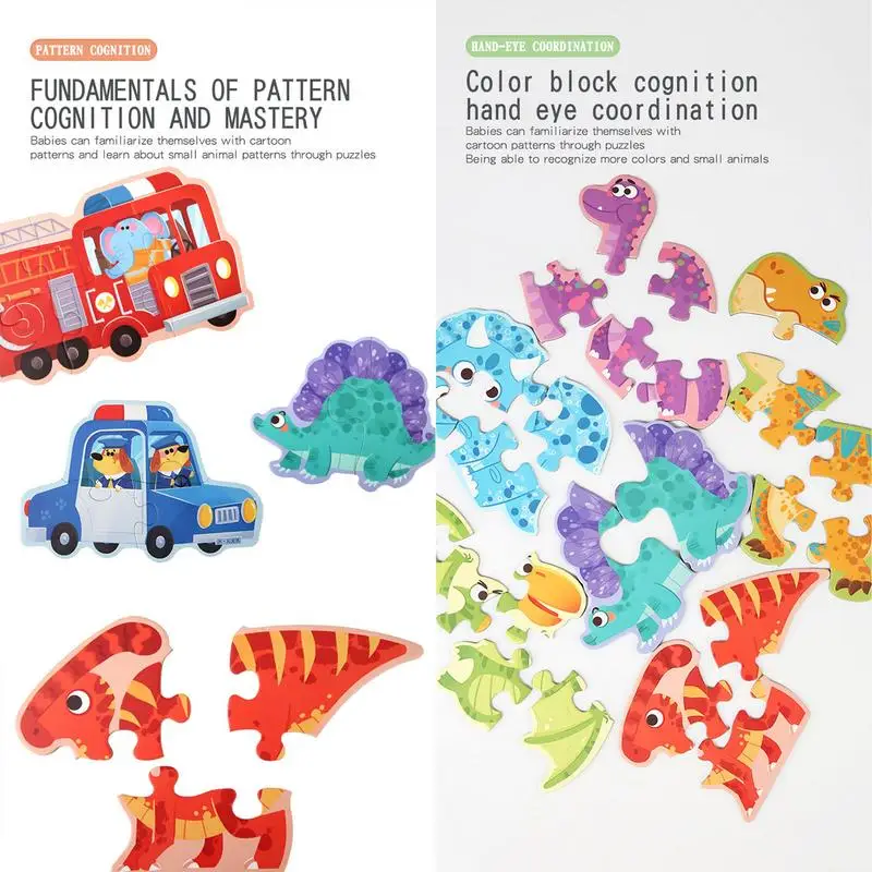 Papierowe puzzle dla dzieci Kreskówka ruch/dinozaur Gra planszowa Puzzle dla dzieci Przedszkole Zajęcia edukacyjne dla ulepszonych funkcji poznawczych