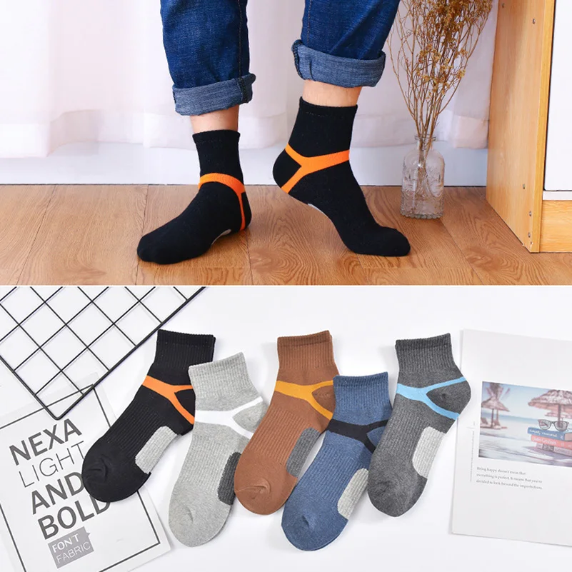 5 Pairs Men's Compression Socks Casual Breathable Active Combed Cotton Quality Socks High Quality Man Striped Long Sock Meias
