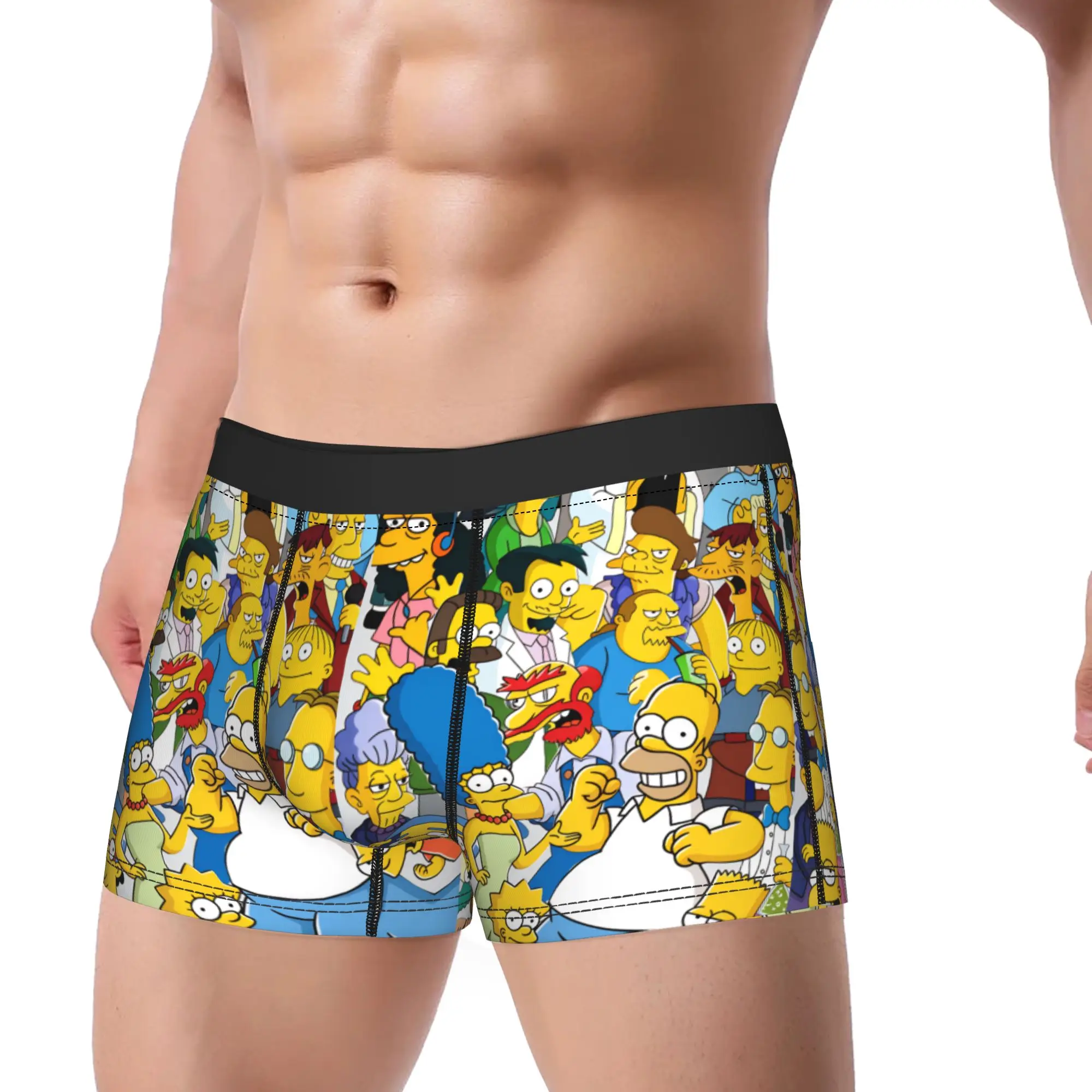 S-Simpsons All Characters Boxer Brief  Underwear Quality Males Comfortable Trunk Customs Plus Size Underpants