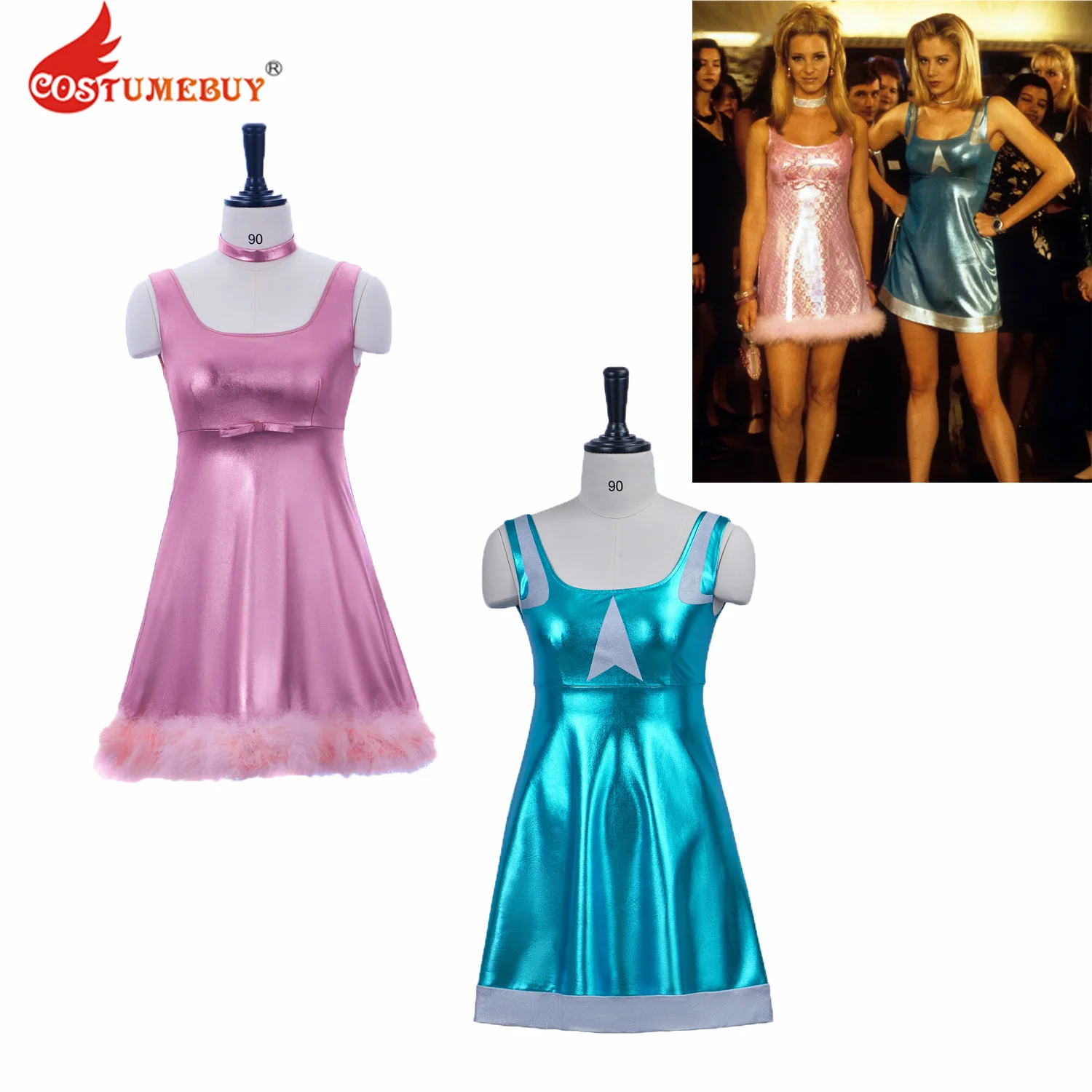 Disfraz de Reunión de la escuela secundaria de Romy y Michele para mujer, vestido azul Romy, vestido rosa Michele, minivestido sexy para Halloween