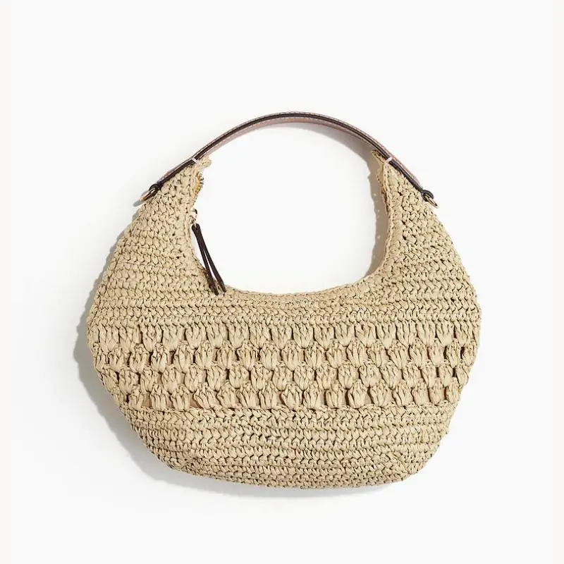 French Fashion New Handmade Woven Hollow Texture Handbag For Women Seaside Vacation Simple Casual Versatile Shoulder Bag Trend