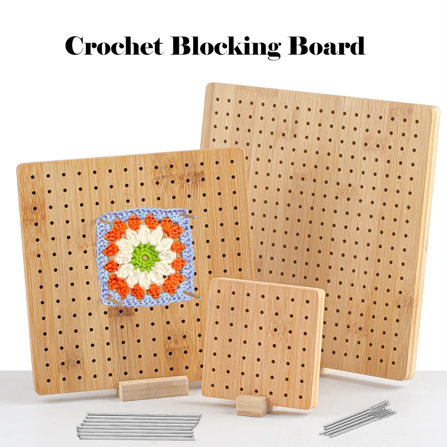 Wood Crochet Blocking Board Kit With Stainless Steel Rod Pins For Knitting Granny Squares Crochet Board Crafting Lovers Gifts