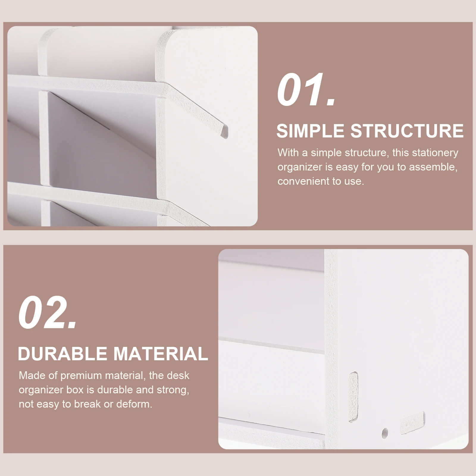 

Paper Tray Organizer for Desk Office Desks Home Organization Cute Compartment White Wood Plastic