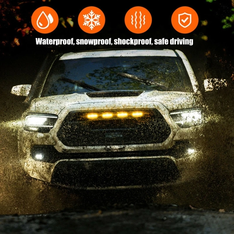 LED Grille Light 12V 6W Five-Light Set with One-to-Five Harness for Daily Driving Front Styling on Pickups X37F