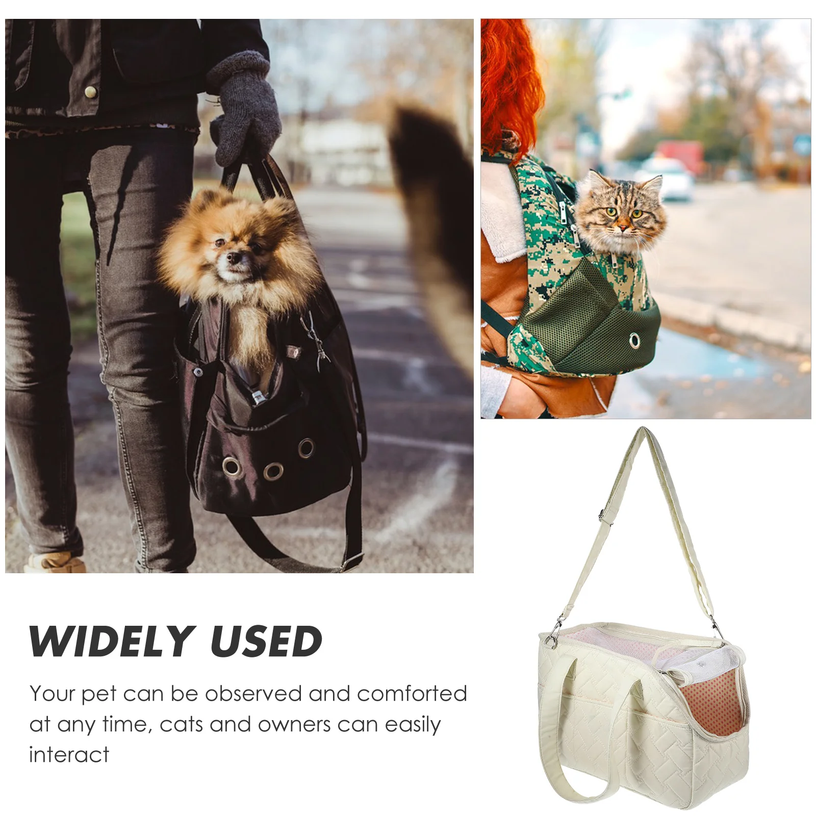 

Portable Pet Carrier Bag Canvas Dog Cat Pouch Small White Size Breathable Soft Outdoor Travel Large Storage Puppy Bag