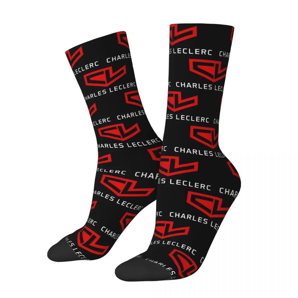 Charles Leclerc Logo Socks Men's Women's Polyester Fashion Socks Novelty Spring Summer Autumn Winter Middle Tube Socks Gift