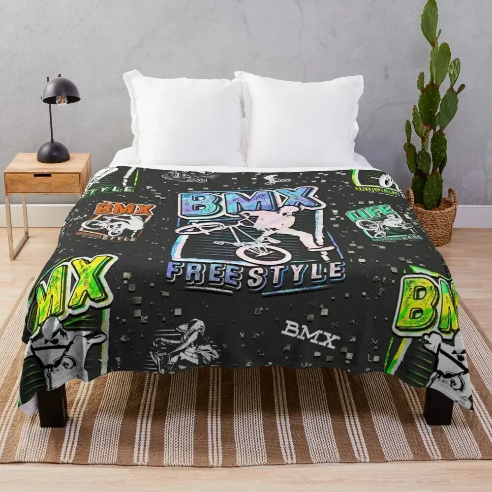 

Colorful Bmx Apparel Bmx Freestyle Throw Blanket Decorative Sofas For Baby Retros heavy to sleep Blankets