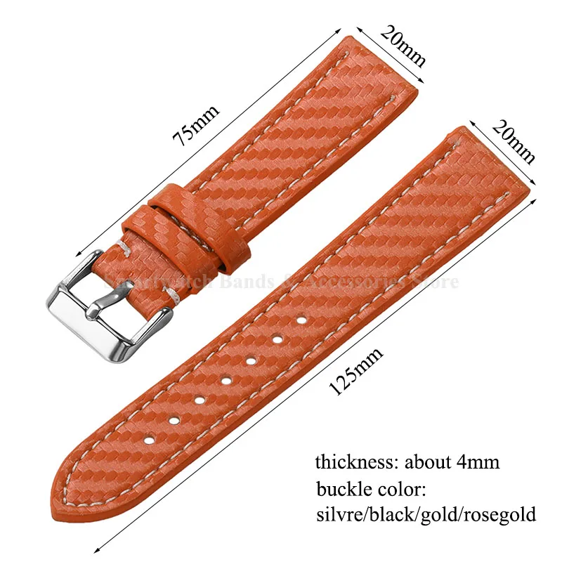 18mm 20mm 22mm 24mm Leather Watch Strap Universal Sport Wrist Band Carbon Fiber Patterned Bracelet Men Women Watch Accessories image 3