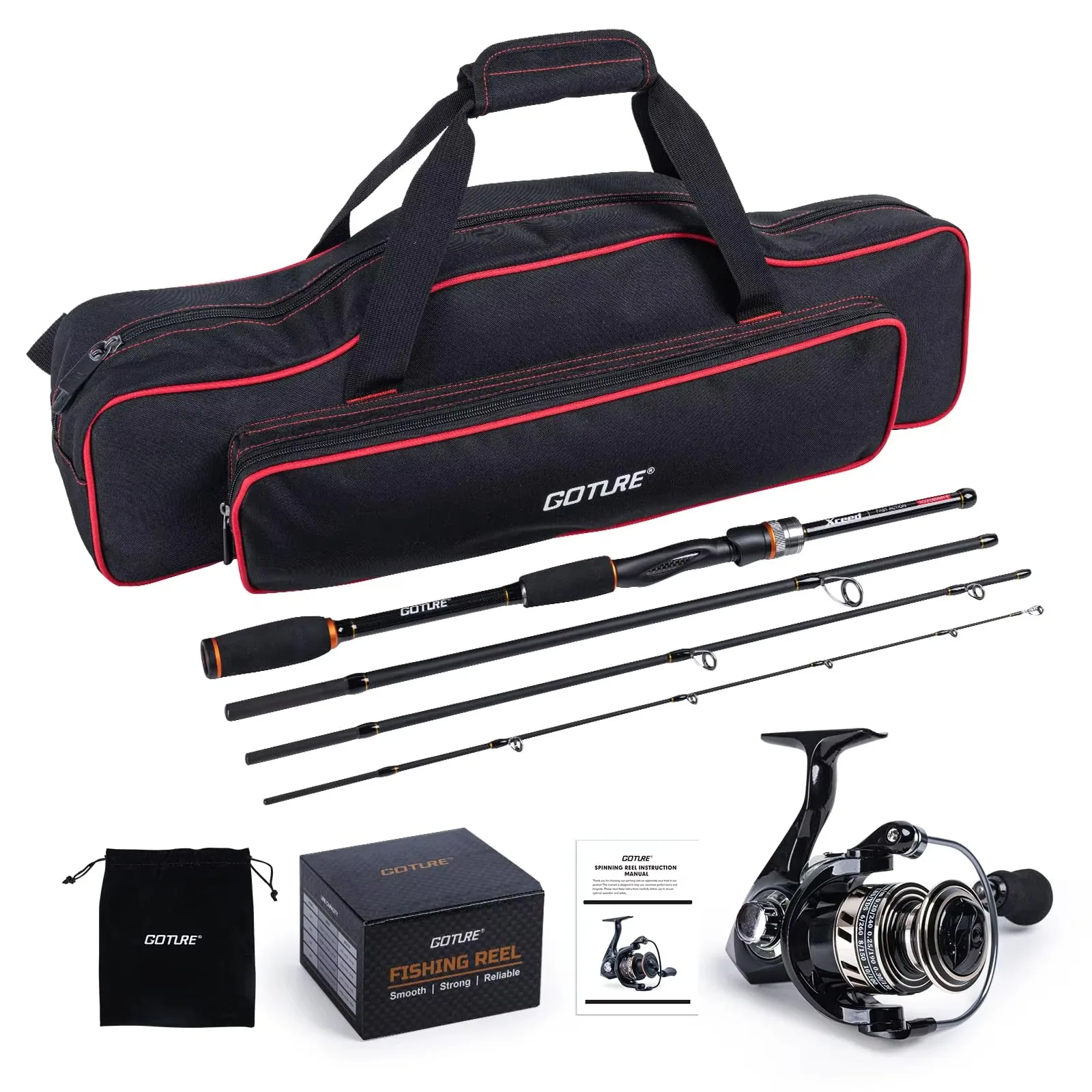 

Goture Fishing Rod Combo Set Lightweight Carbon Fiber ,Travel Design with Spinning Reel and Carry Bag for All Water Conditions