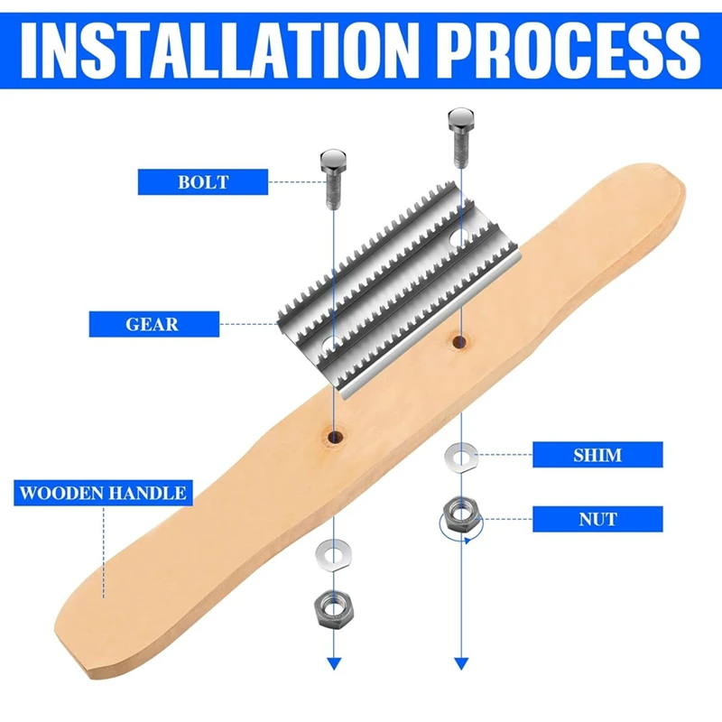 ABJI-15 Inch Buffing Rake And Buffing Rake Metal Teeth Replacement With 2 Sets Of Screws