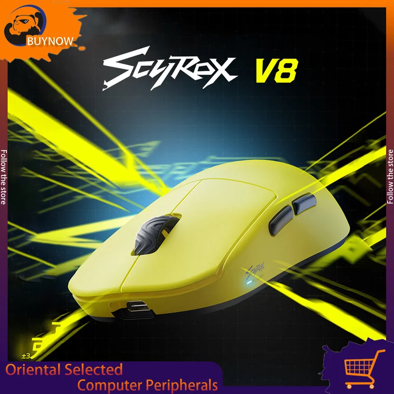 SCYROX V8 Gaming Mouse 2 Wireless Mouse custom Mouse Support 8k 36g Mode 2.4G LightWeight Nordic Pixart 3950 Gaming Mouse