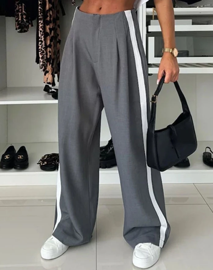 2025 pantaloni da donna di moda pantaloni eleganti da donna fondo Casual pantaloni a gamba larga a vita alta da donna pantaloni larghi pantaloni da tuta